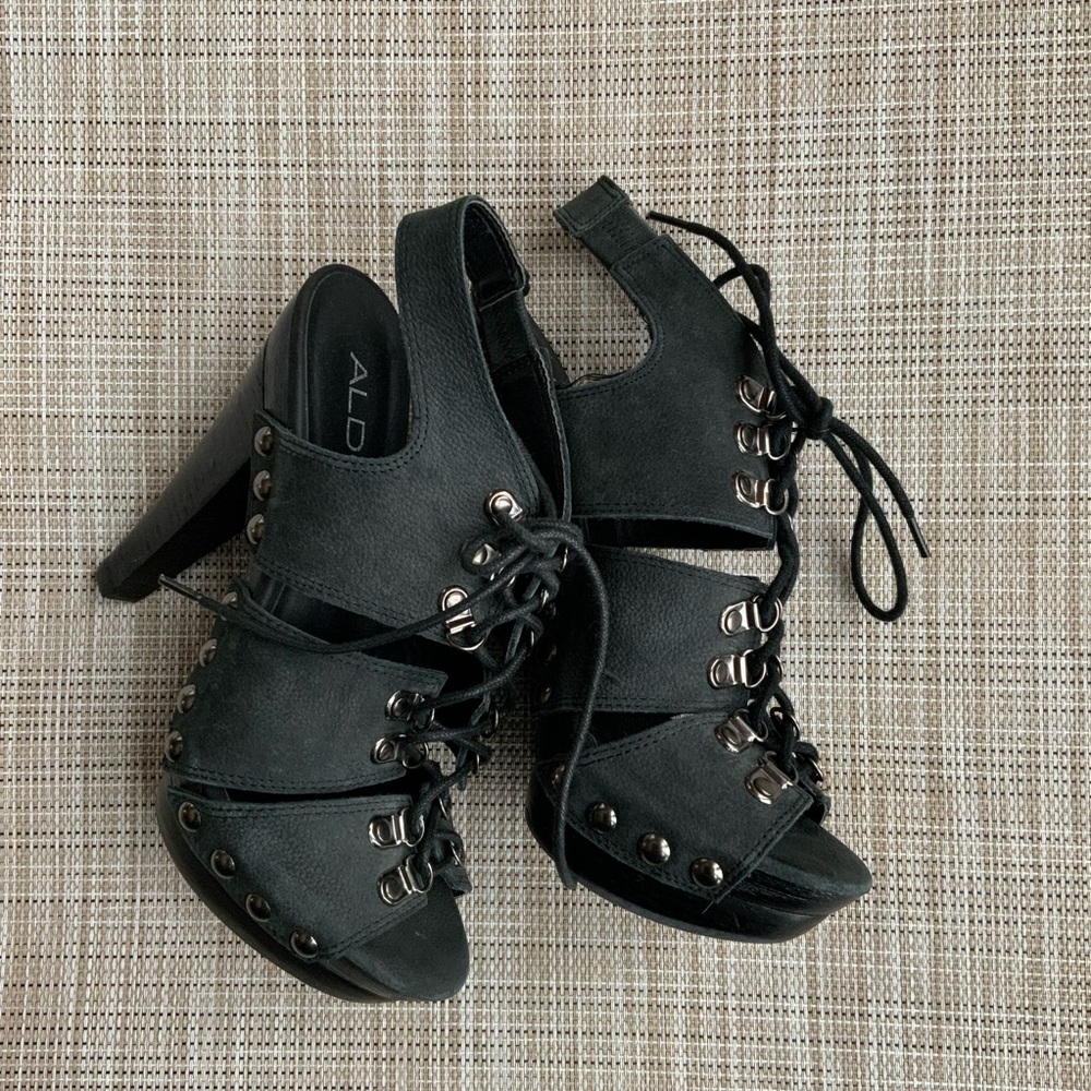 ALDO Black Lace-Up Heels